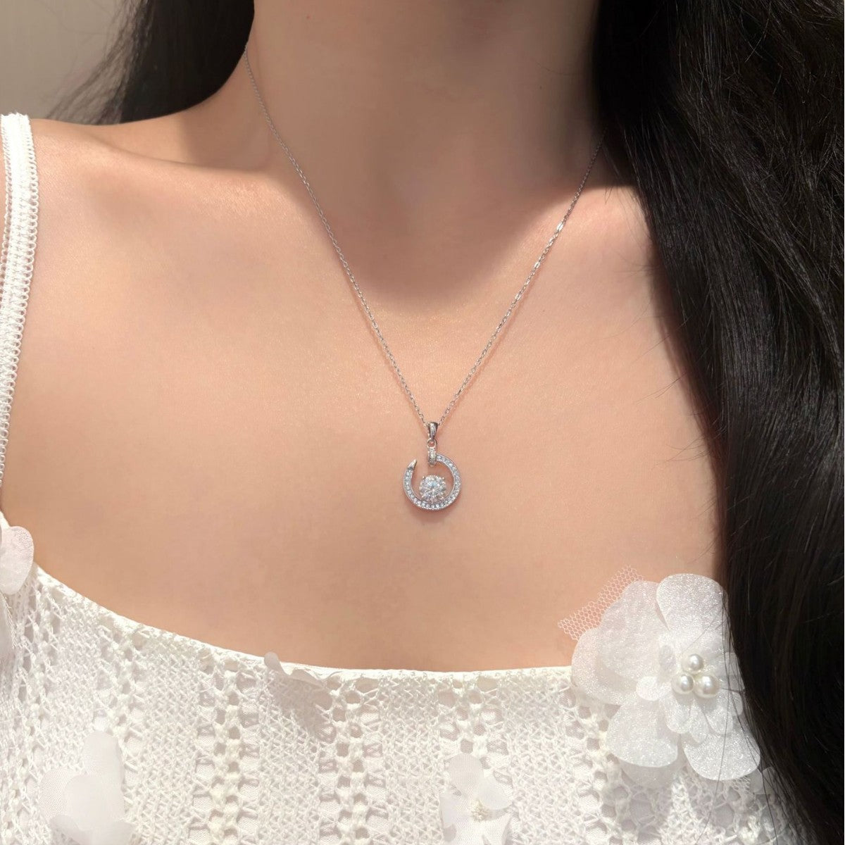S925 Silver Moissanite Pendant Necklace