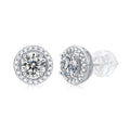 S925 Sterling Silver Round Moissanite Stud Earrings