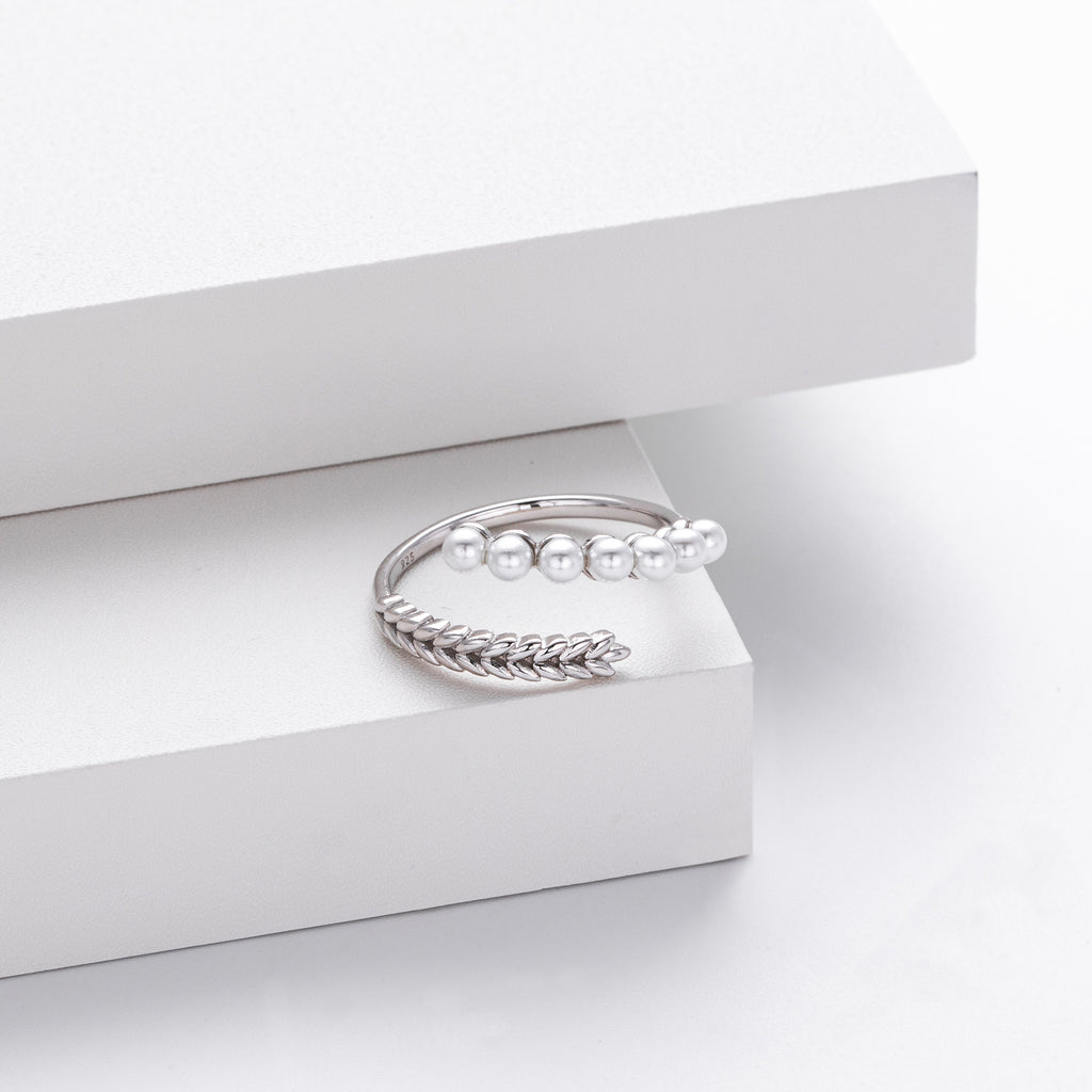 European and American style French retro S925 sterling silver pearl wheat ear ring