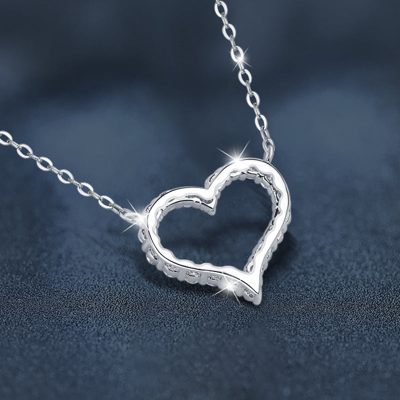 S925 Sterling Silver Moissanite Heart-Shaped Necklace