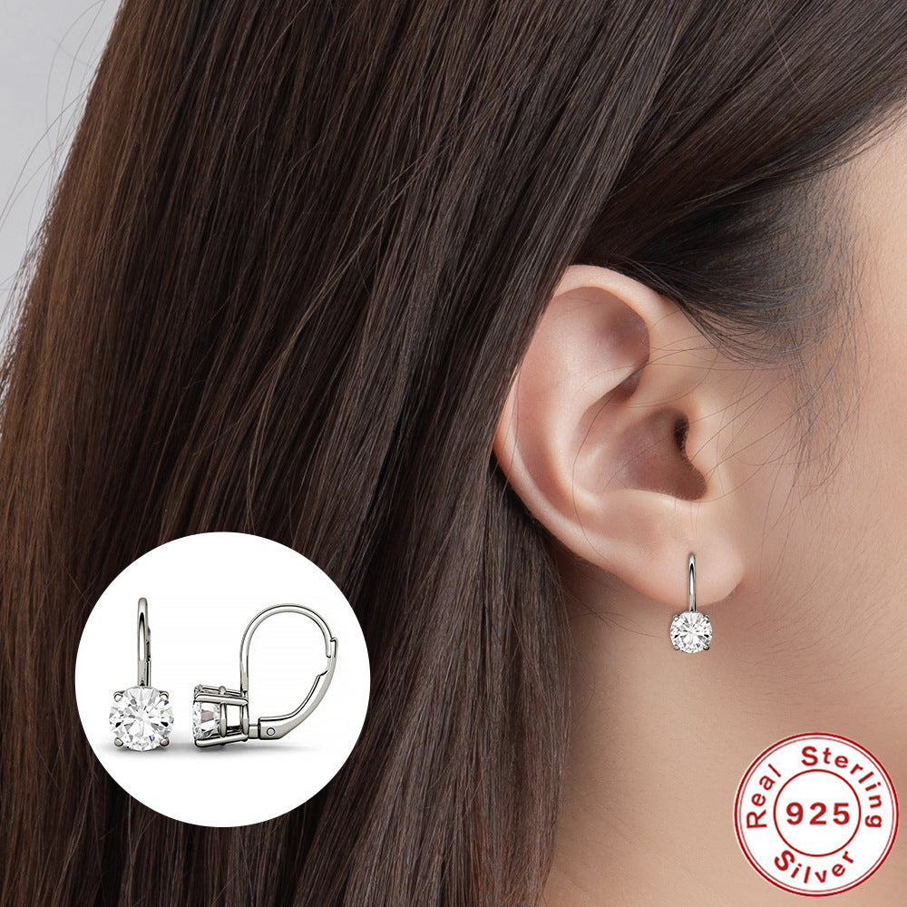 S925 Sterling Silver 1-Carat Moissanite Four-Prong Earrings