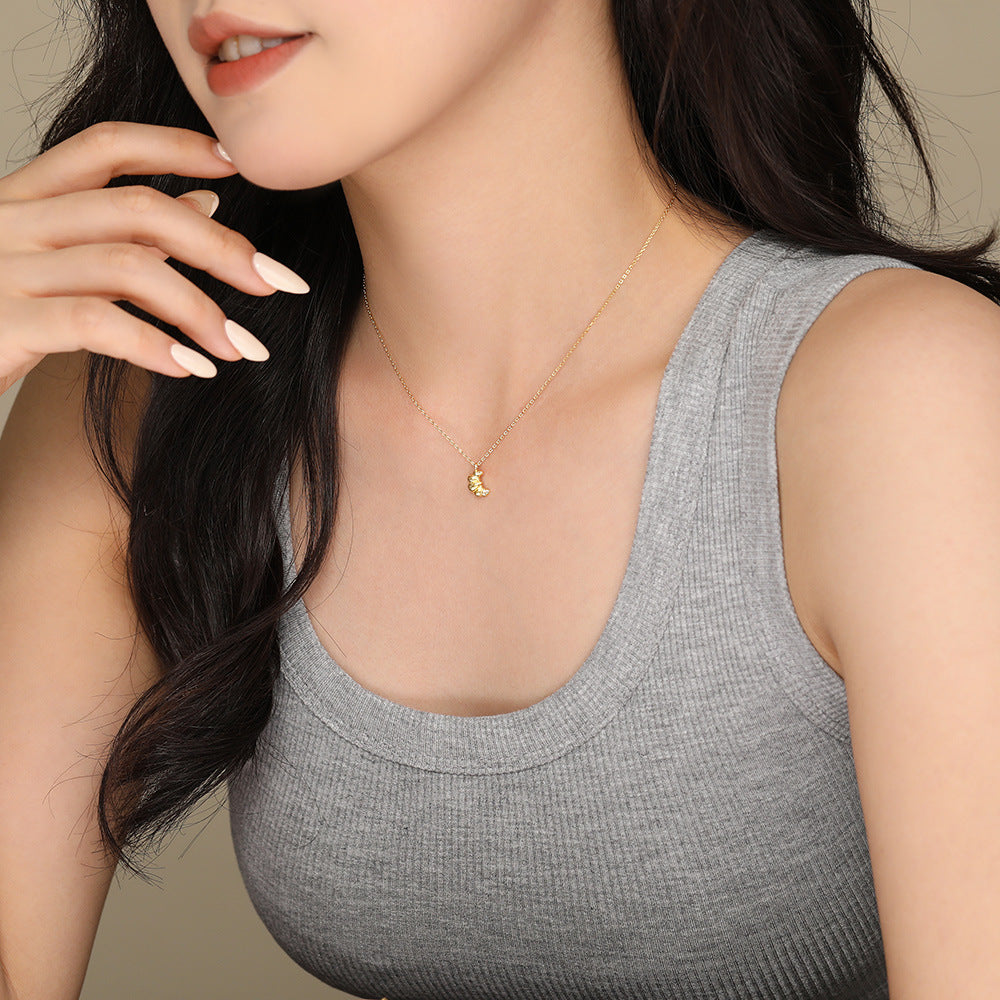 S925 Sterling Silver Croissant Necklace Set