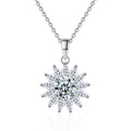 S925 Sterling Silver Moissanite Bright Sunflower Pendant Necklace