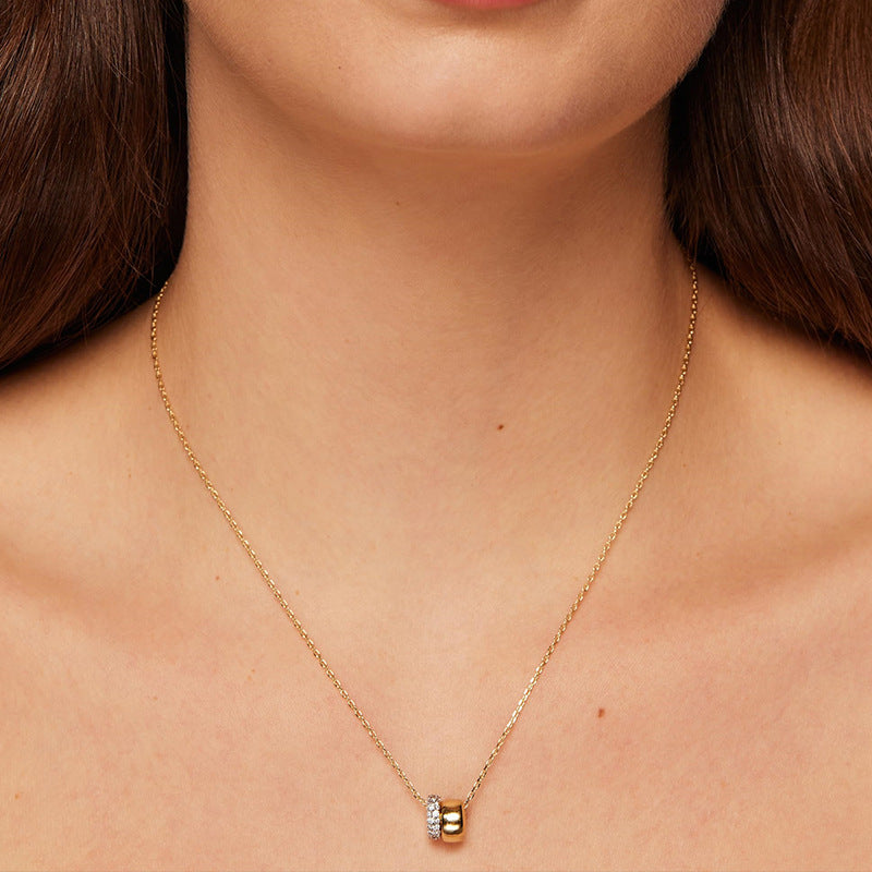 S925 Sterling Silver Moissanite Double Ring Necklace