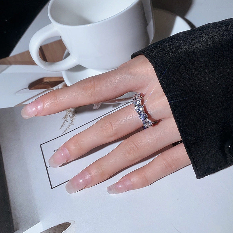 S925 Sterling Silver Six Moissanite Eternity Ring