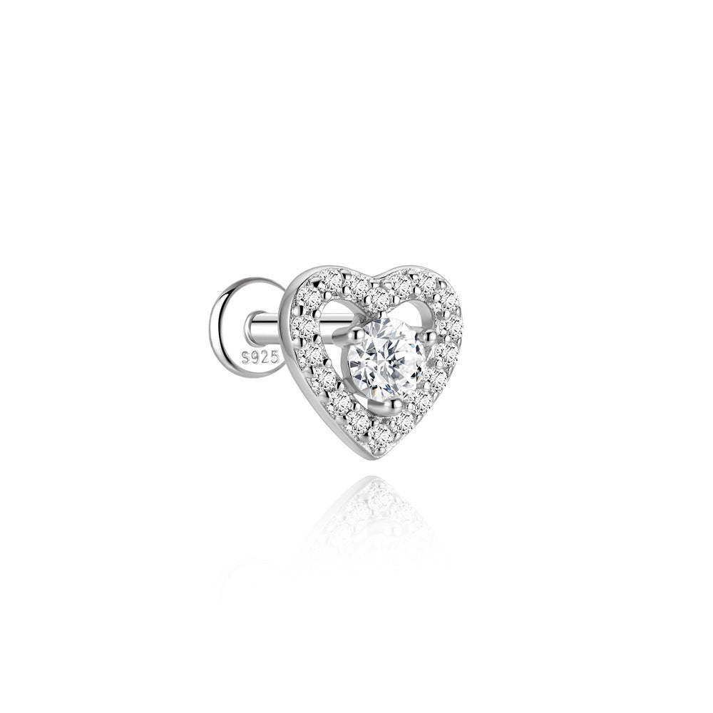 Authentic 925 Sterling Silver Geometric Earrings with D-Color Moissanite