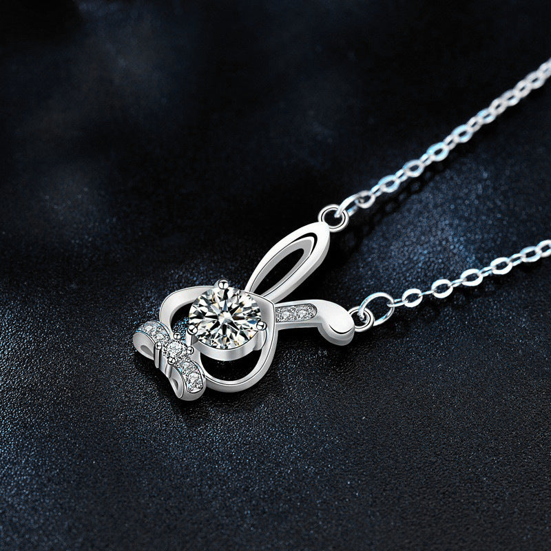 S925 Sterling Silver Moissanite Rabbit Necklace