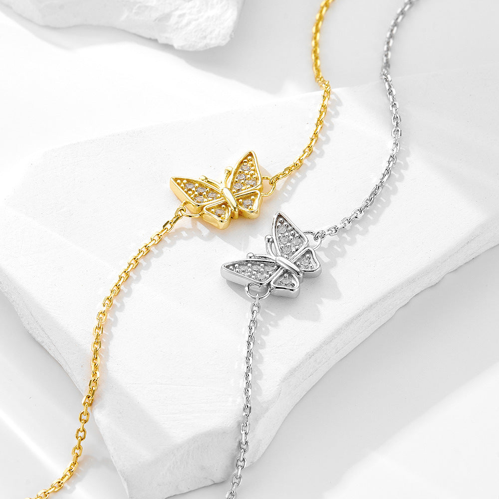 S925 Sterling Silver Zircon Butterfly Bracelet