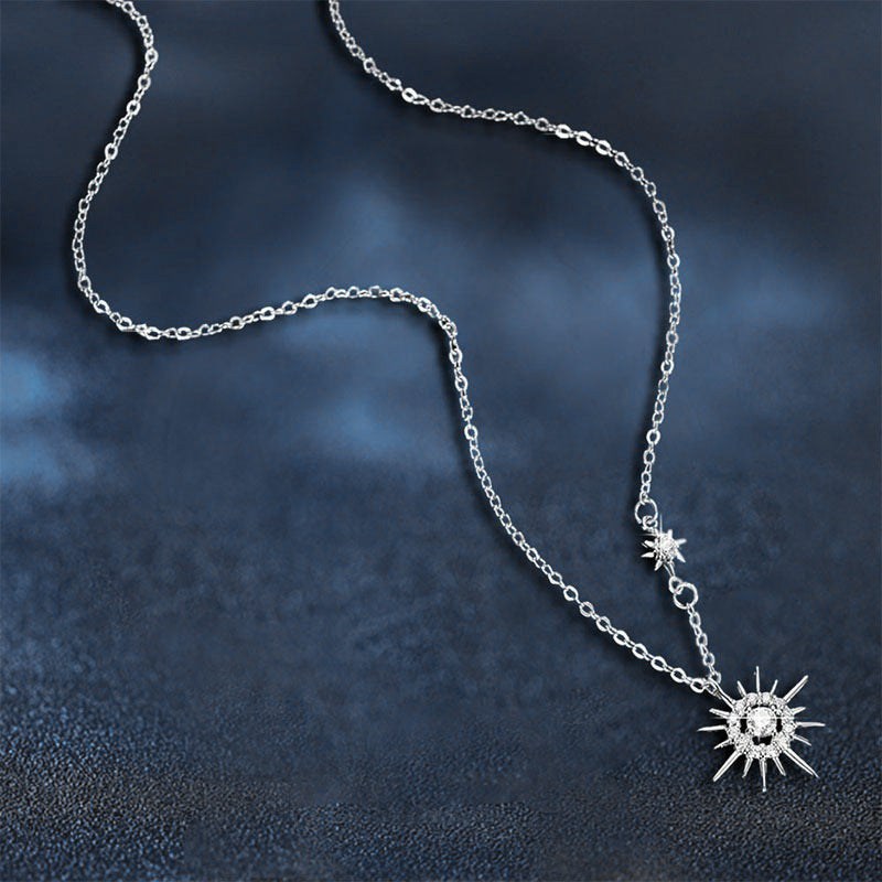 S925 Sterling Silver Moissanite Sun-shaped Pendant Necklace