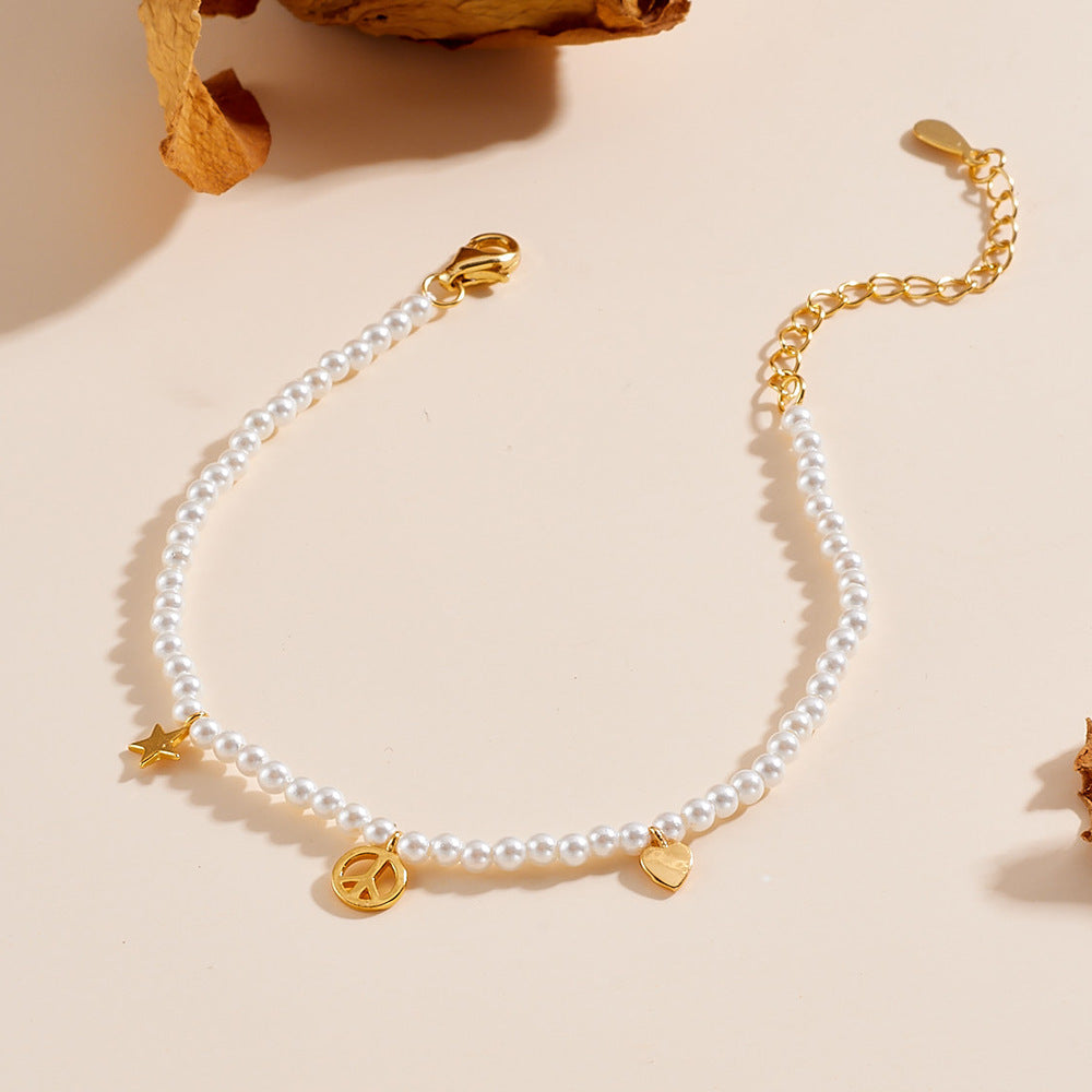 S925 Sterling Silver Gold Plated Pearl Bracelet