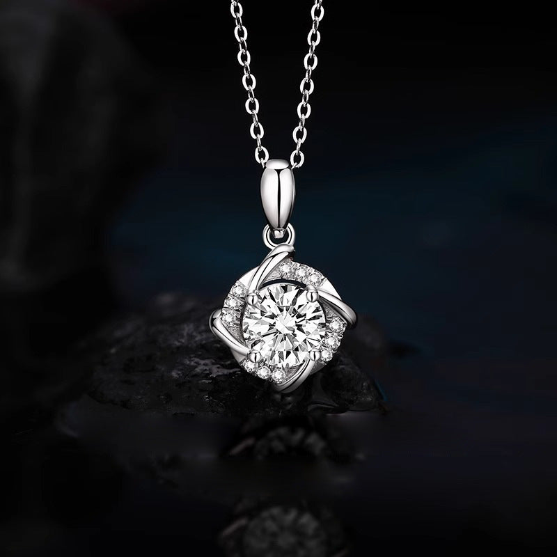 S925 Sterling Silver Moissanite Windmill Necklace