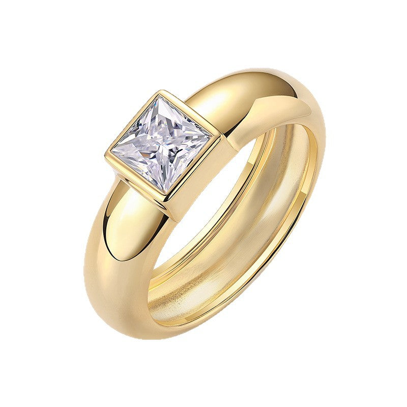 S925 Silver Gold-Plated Moissanite Ring