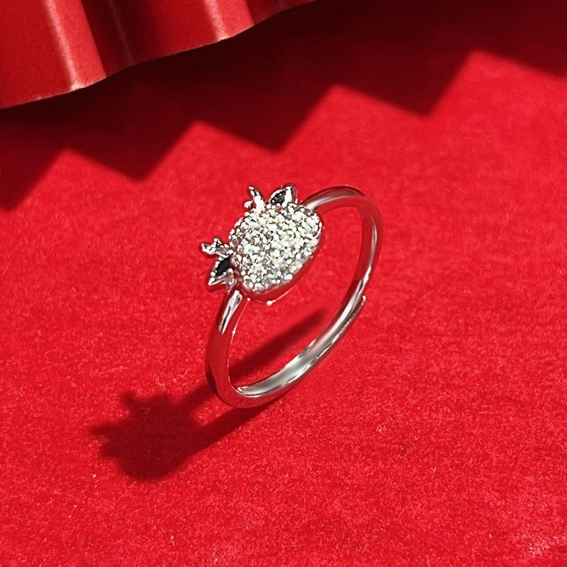 S925 Sterling Silver Adjustable "Fluttering Heart" Reindeer Christmas Ring