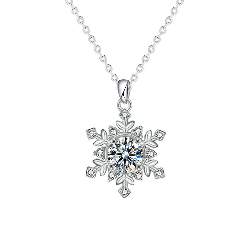 S925 Sterling Silver Moissanite Snowflake Necklace