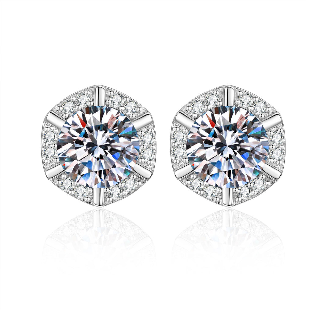 S925 Sterling Silver Moissanite Stud Earrings