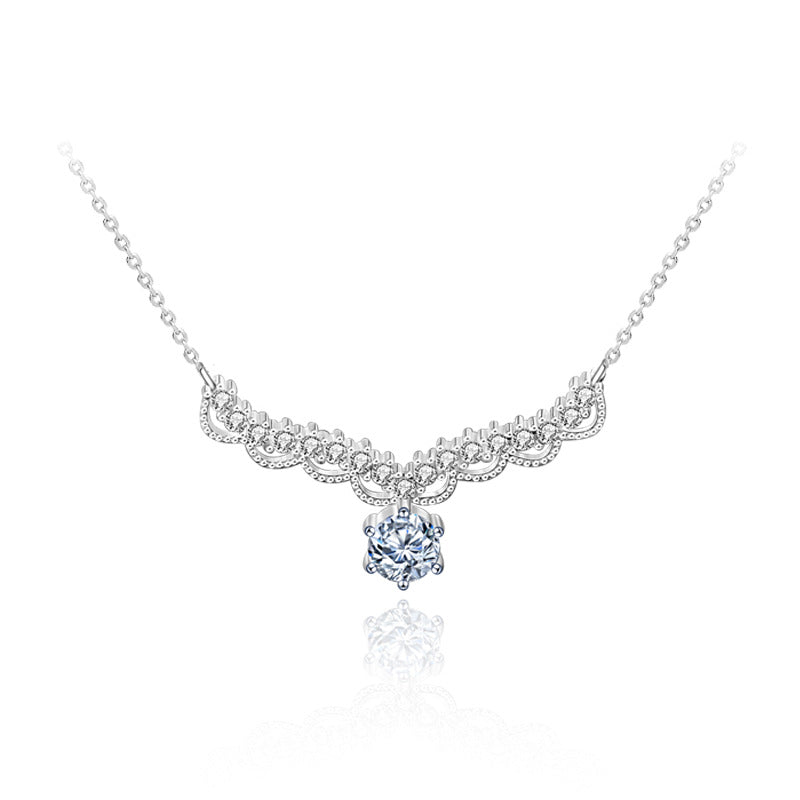 S925 Sterling Silver Moissanite Mori Style Antlers Pendant Necklace