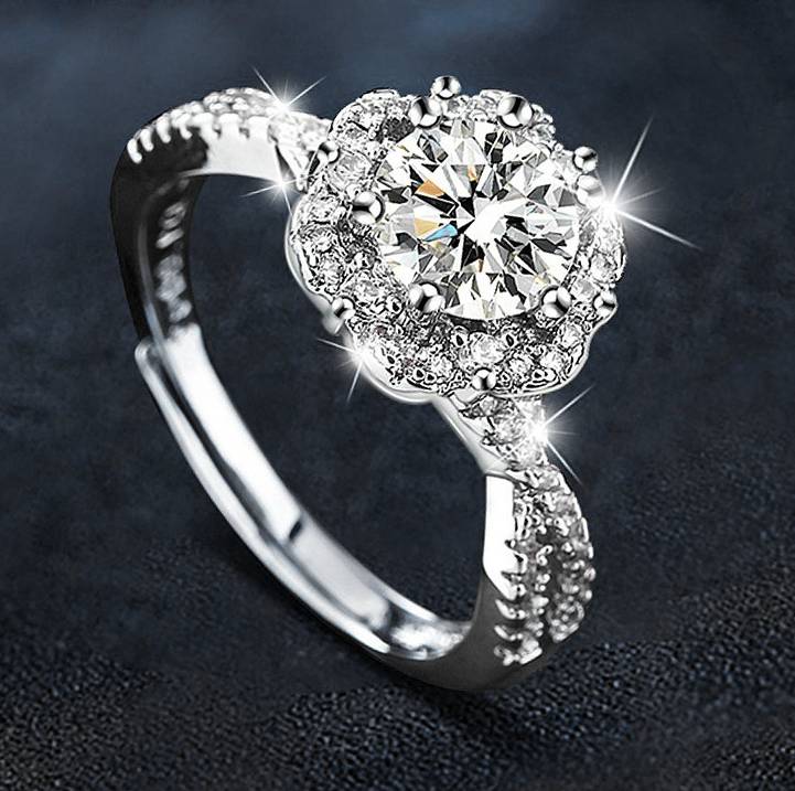 925 Sterling Silver 1 Carat Moissanite Open Ring