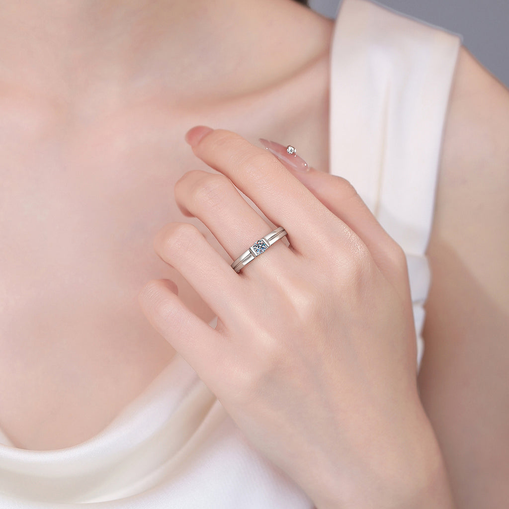 S925 Silver Moissanite Couple Rings