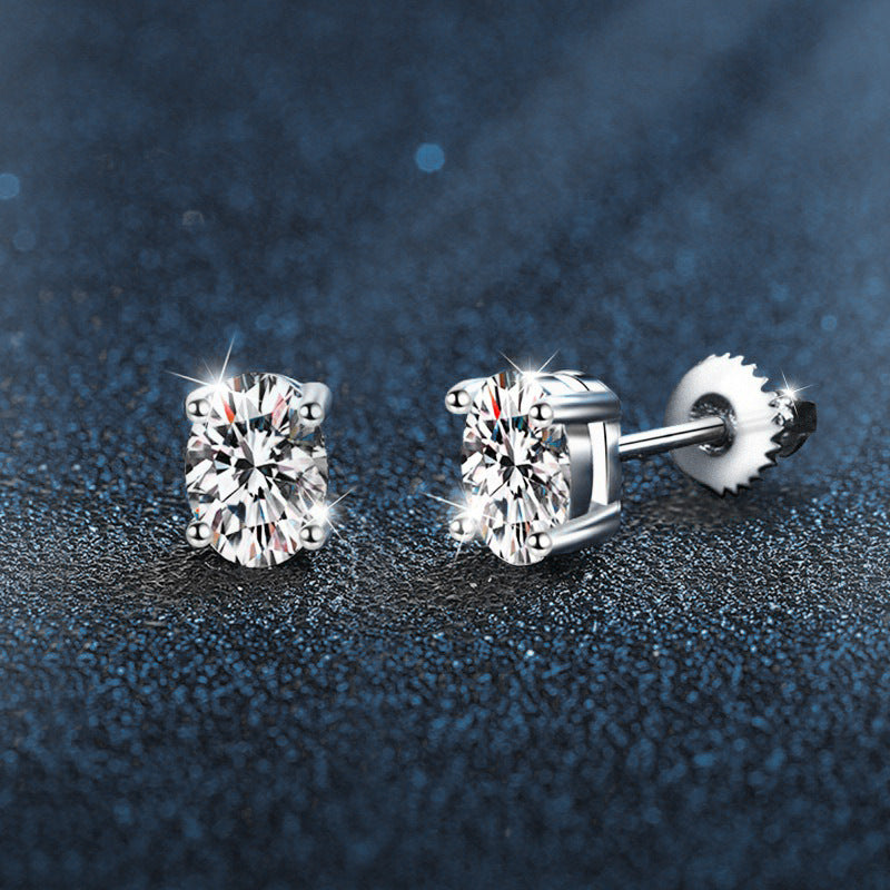 925 Sterling Silver Moissanite Pigeon Egg Spiral Earrings