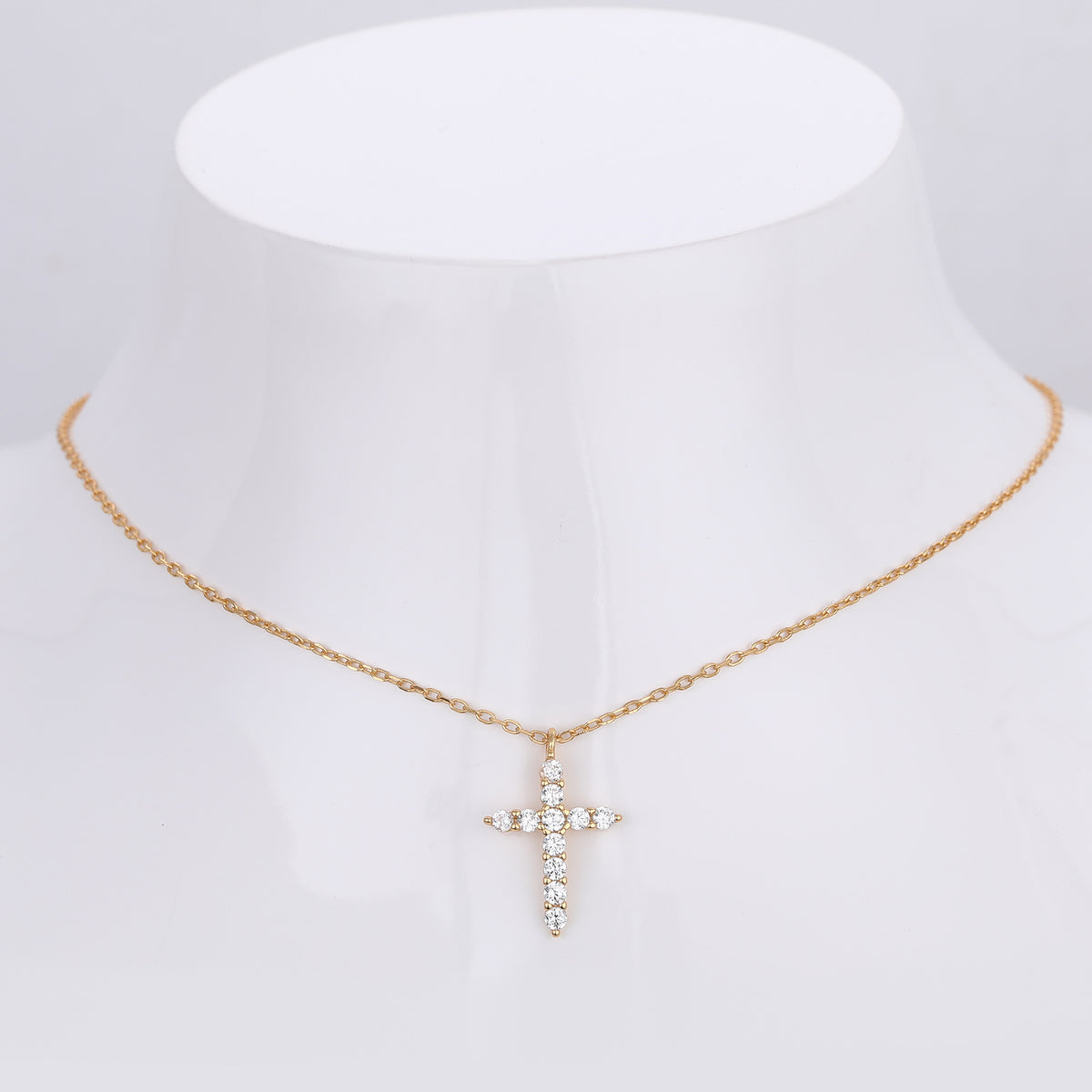 S925 Sterling Silver Faith Pendant with Zircon Cross Necklace