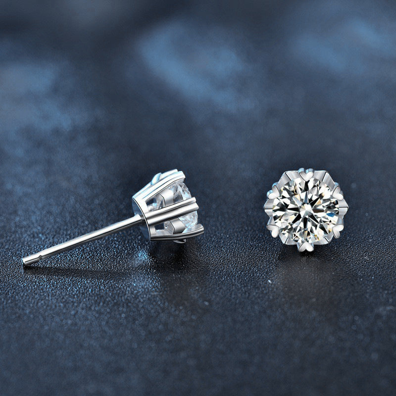 Star of David Snowflake Earrings — Moissanite & 925 Sterling Silver Christmas Studs