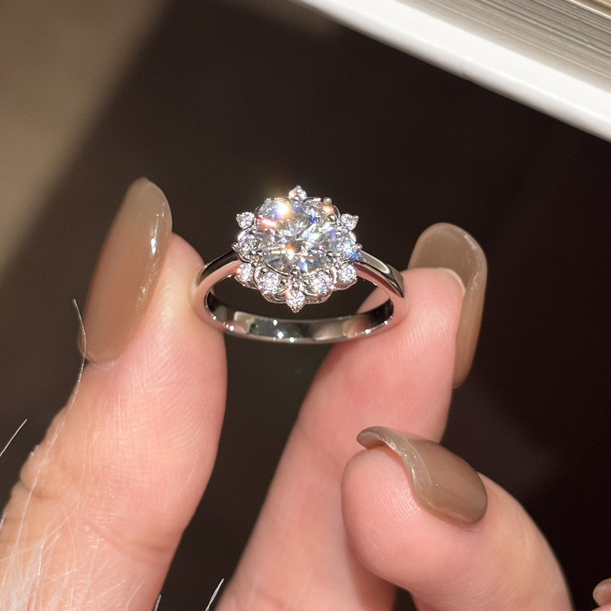 S925 Silver Ring with Colored Moissanite