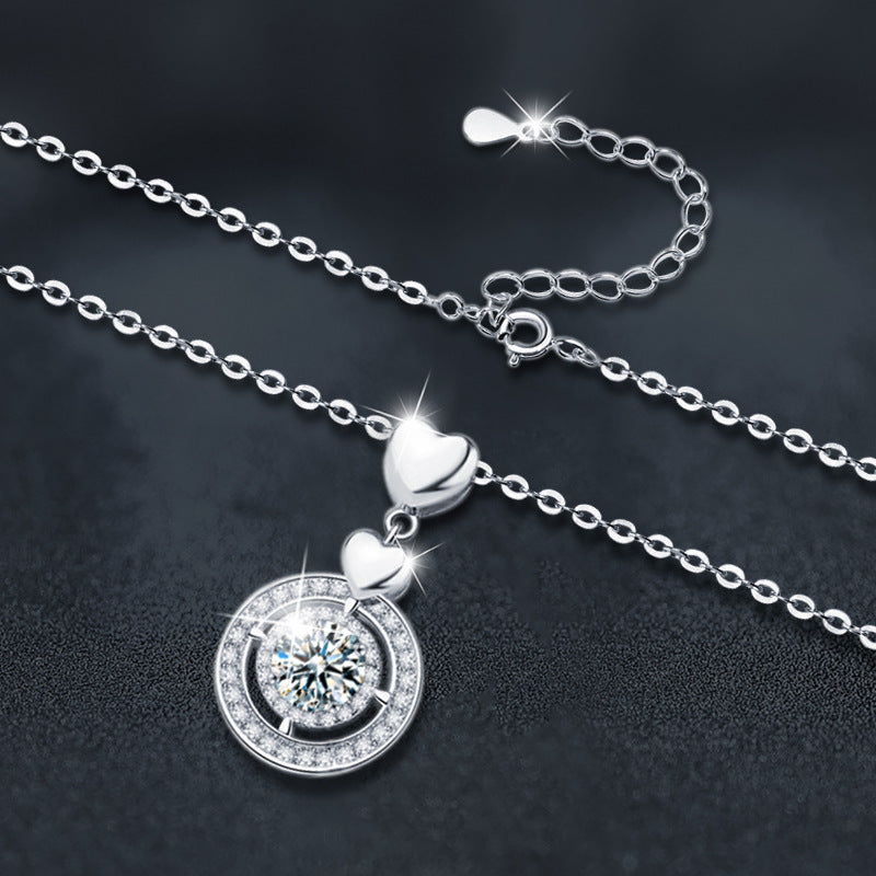 S925 Sterling Silver Moissanite Loving Heart Pendant Necklace