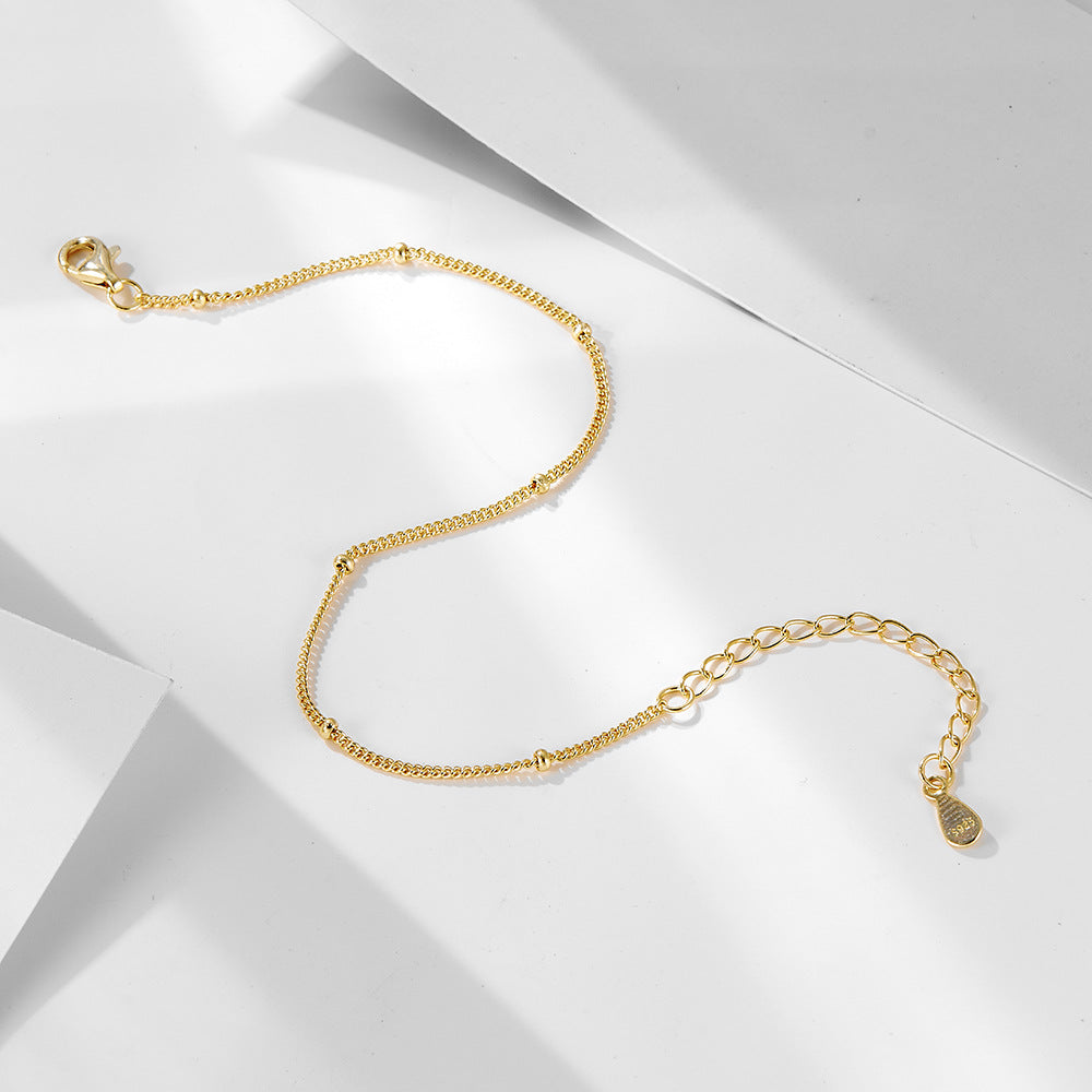 S925 Sterling Silver Bean Chain Small Ball Bracelet
