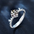 925 Sterling Silver Deer Antler Moissanite Open Ring