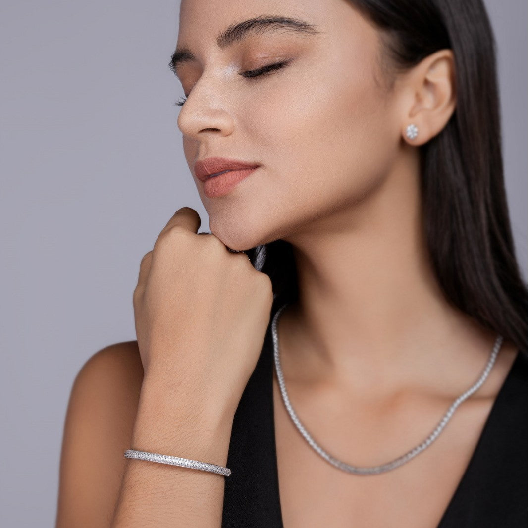 925 Sterling Silver Moissanite Bracelet with Adjustable Clasp