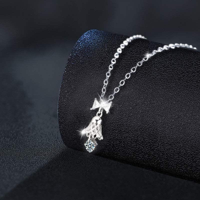 S925 Sterling Silver Moissanite Bell Pendant Necklace