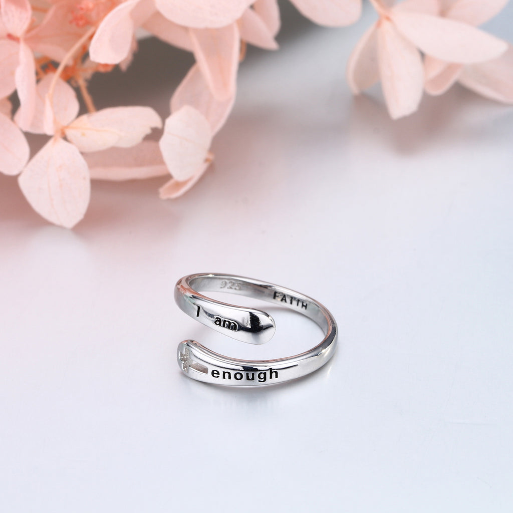 S925 Sterling Silver Openwork Cross Ring