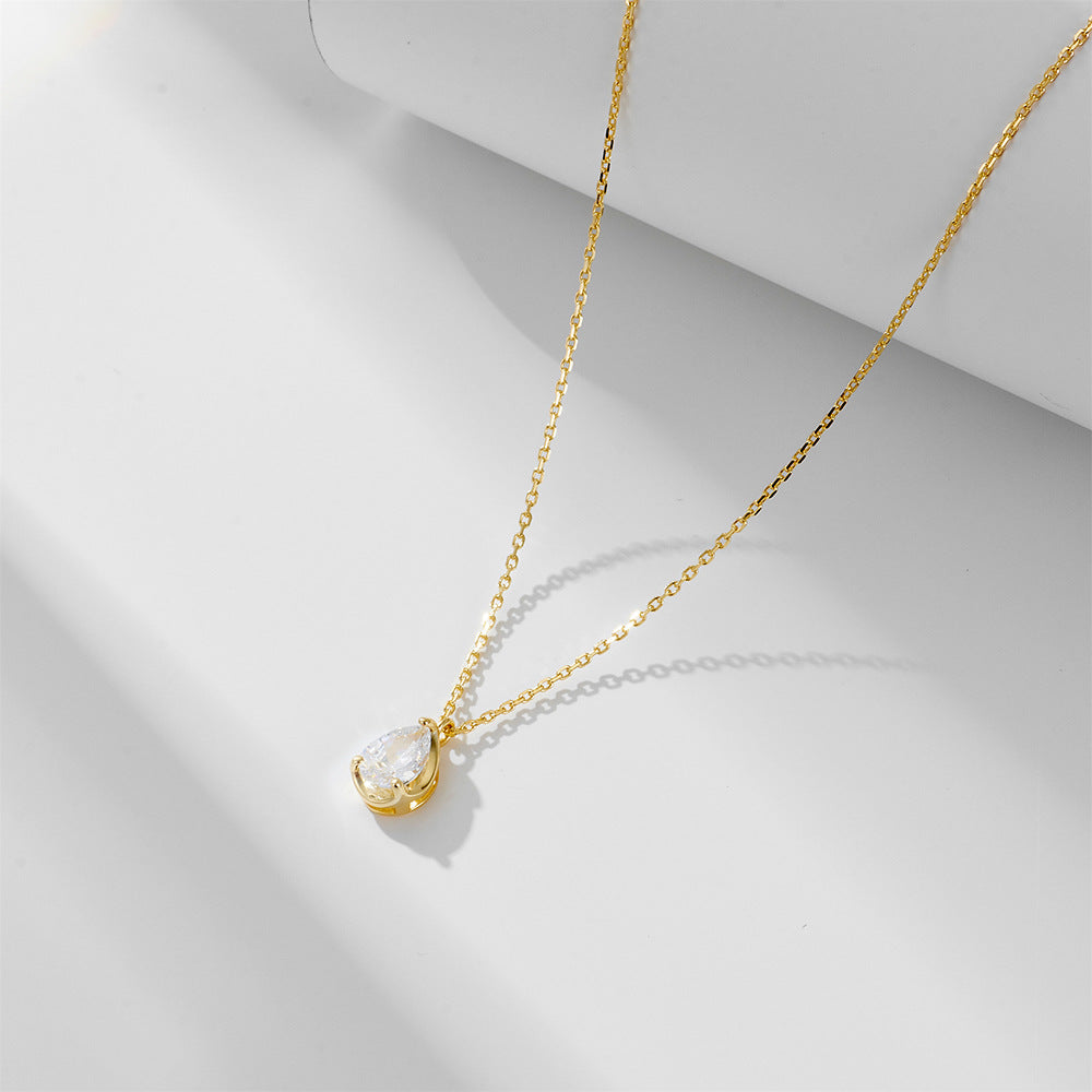 S925 Sterling Silver Drop Zircon Necklace