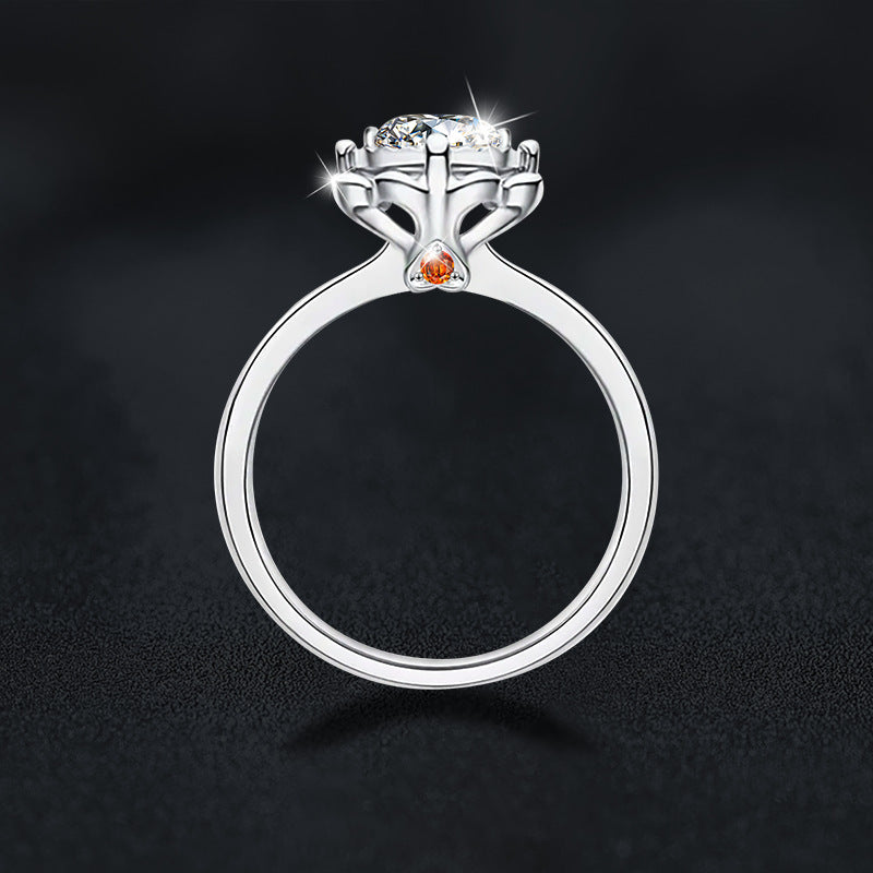 S925 Sterling Silver Flower Moissanite Engagement Ring