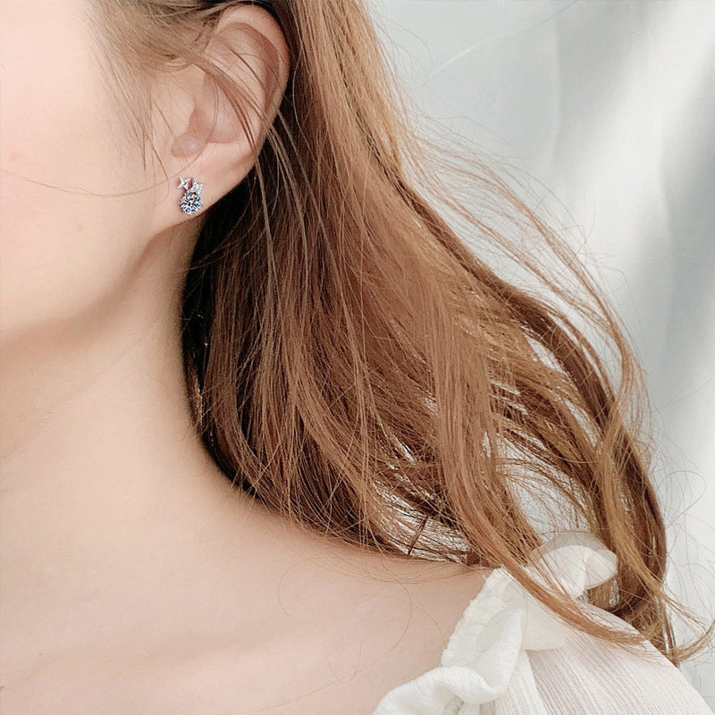 925 Sterling Silver Eight-Pointed Star Stud Earrings — Premium, Light Luxury, and Niche Moissanite Jewelry