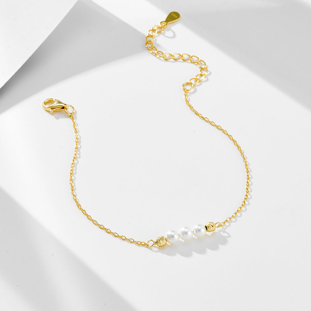S925 Sterling Silver Beads Pearl Bracelet