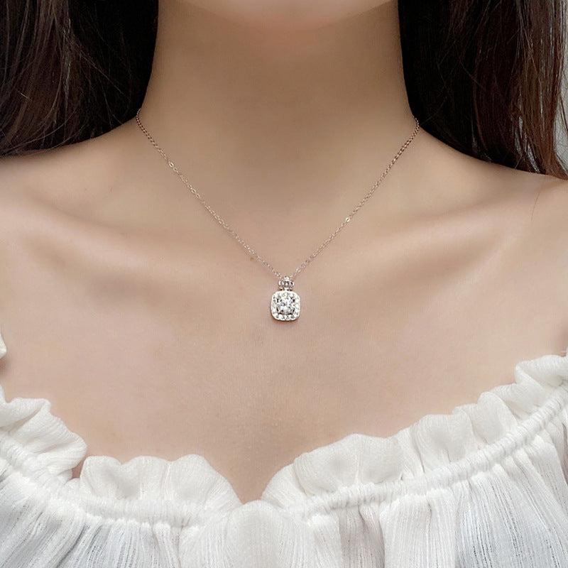 S925 Sterling Silver Moissanite Perfume Bottle Pendant Necklace