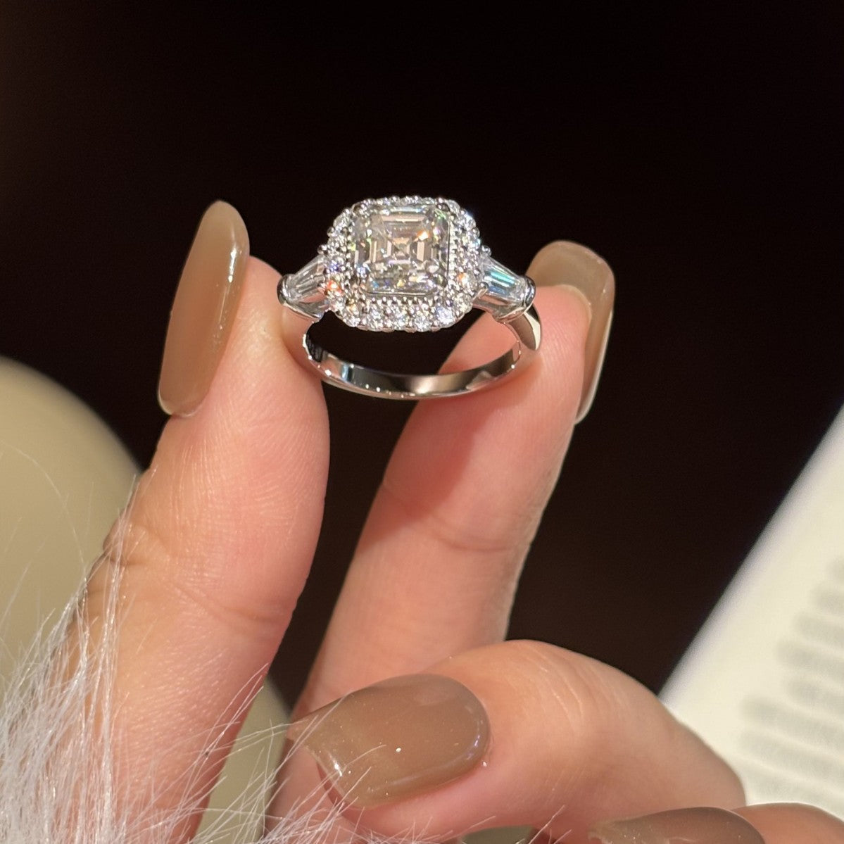S925 Sterling Silver Ring with Colored Moissanite