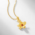 S925 Sterling Silver Gold-Plated Vintage Garnet Flower Pendant Necklace