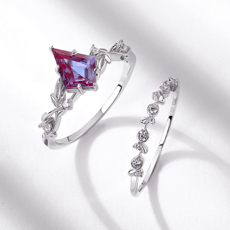 S925 Sterling Silver Gold-Plated Alexandrite Ring