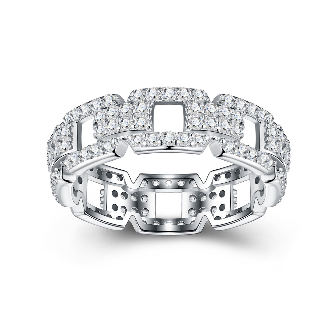 S925 Silver Pavé-Set Moissanite Ring
