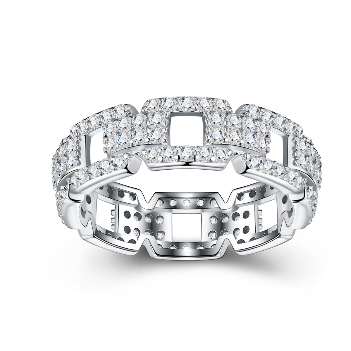 S925 Silver Pavé-Set Moissanite Ring