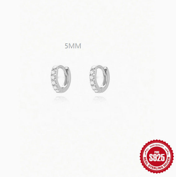 925 Sterling Silver & Zircon Hoop Earrings (men and women)