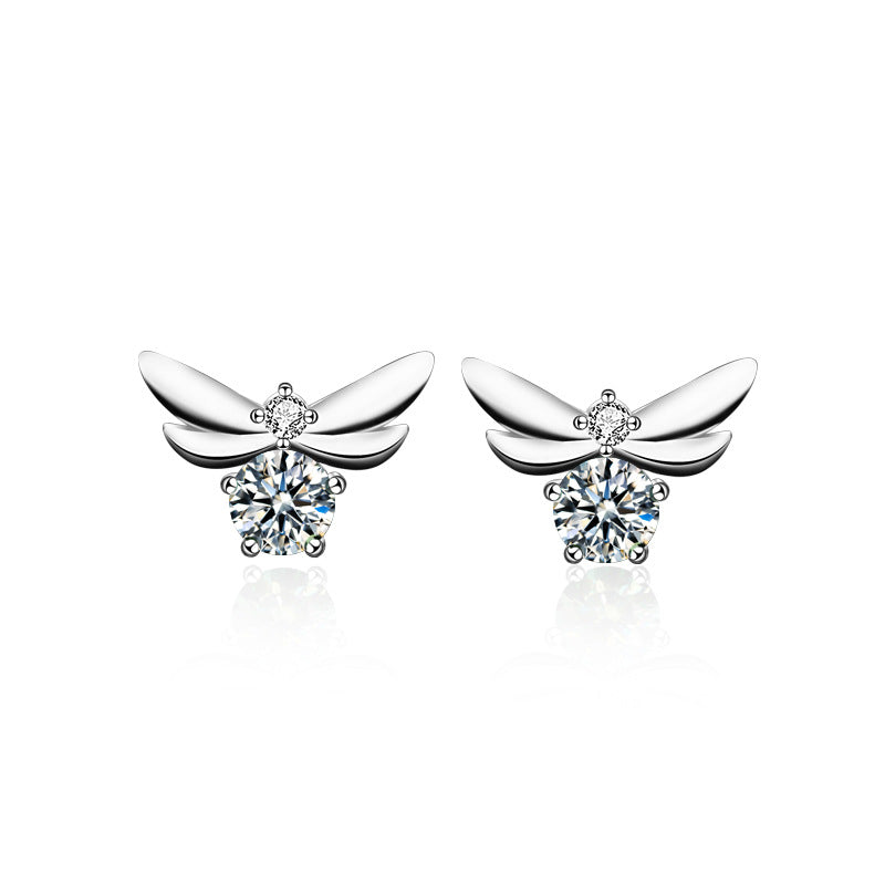 Personality creative Burt's Bee 925 sterling silver Mosan diamond earrings