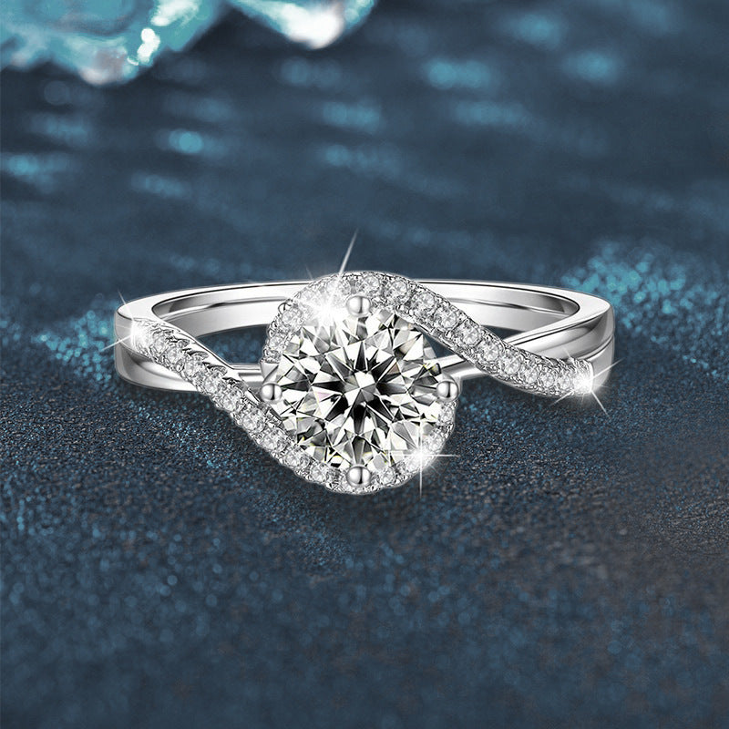 S925 Sterling Silver Moissanite Spinning Ring