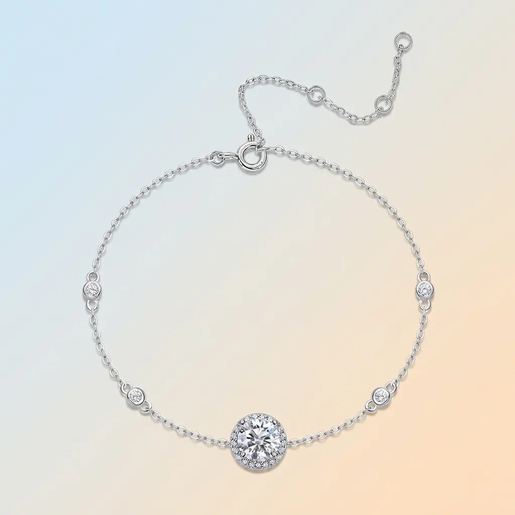 925 Sterling Silver Moissanite Five-Flower Bracelet