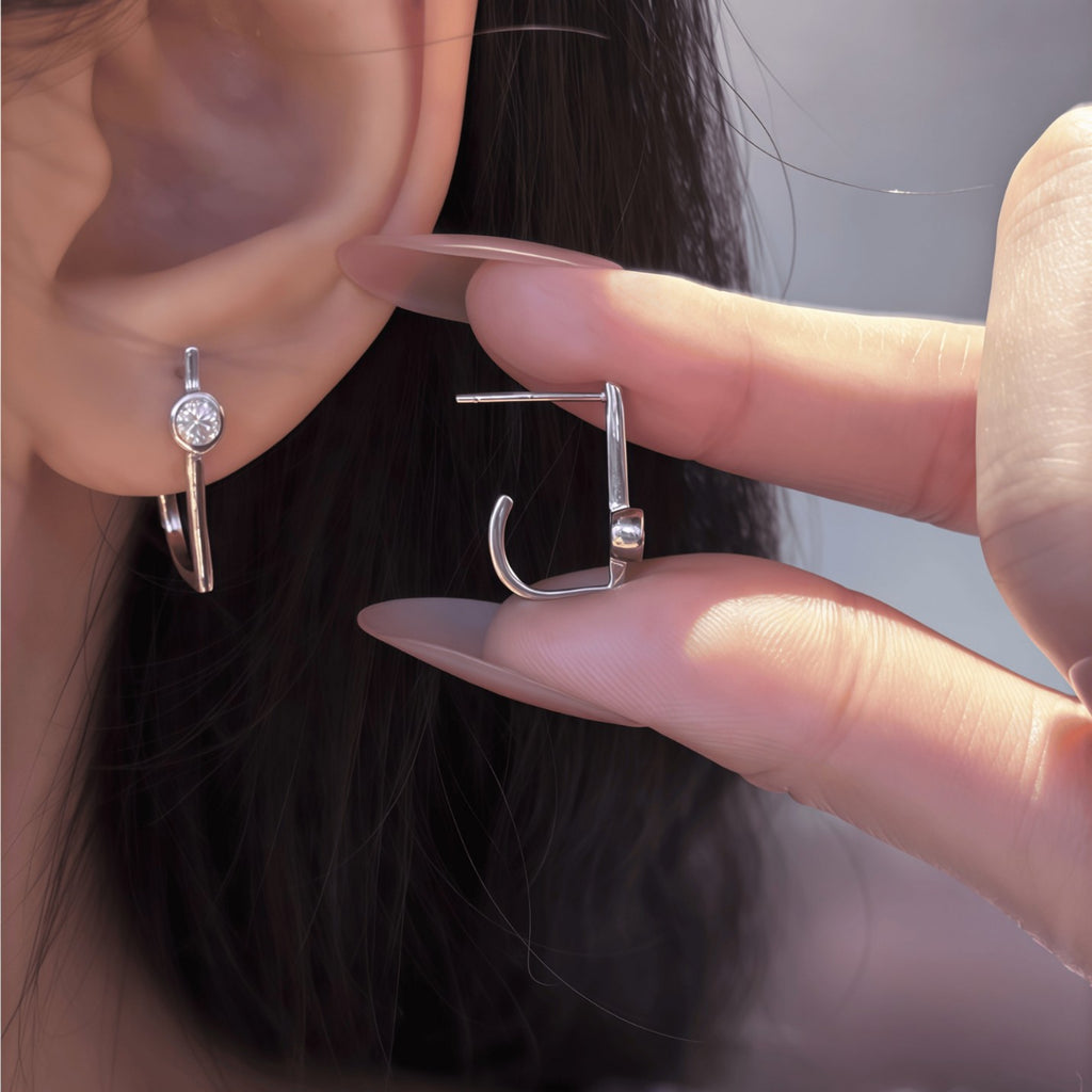 S925 Sterling Silver Geometric Moissanite Stud Earrings
