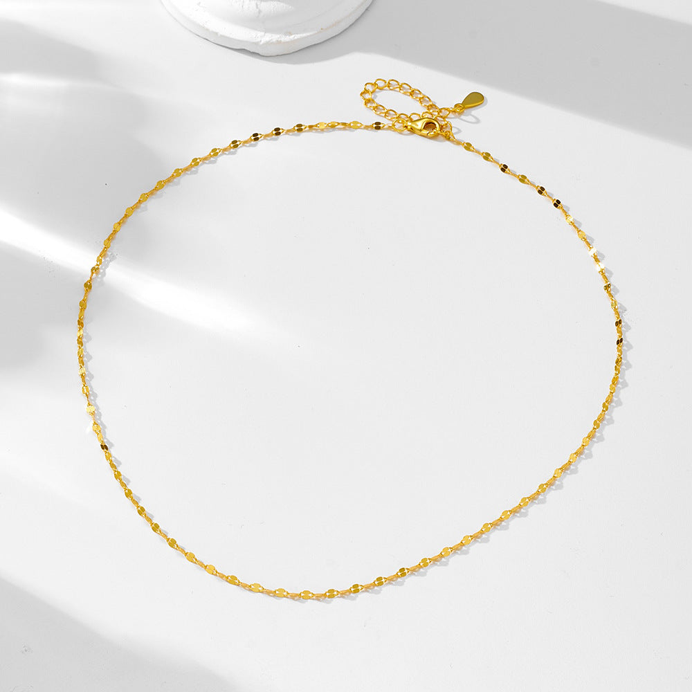 S925 Silver 18K Gold Plating Tile Choker Necklace