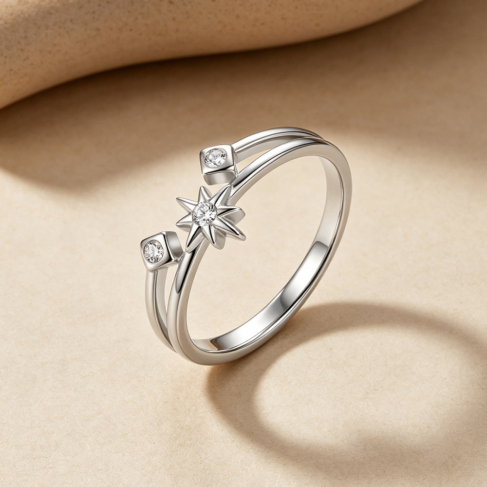 Modern Starburst Layered Ring in 925 Sterling Silver