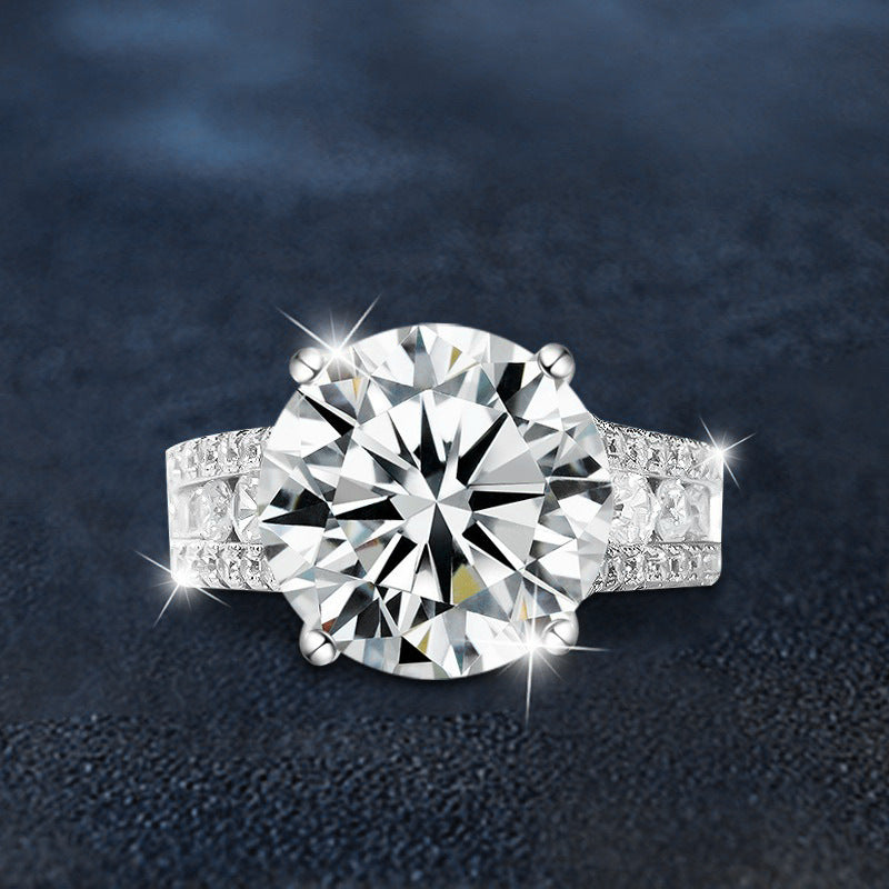 S925 Sterling Silver 10 Karat Bow Diamond Moissanite Ring 